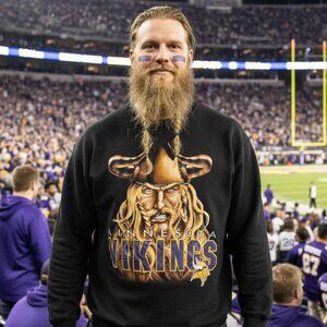 🏈 VTG 90s Starter Minnesota Vikings Sweatshirt 3XL USA Oversized 💜